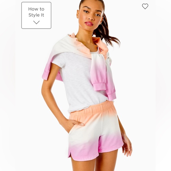 NWT Lilly Pulitzer Ombre 5” Kylar Knit Short Size M, L Color Cantaloupe Dip Dye - Picture 4 of 8